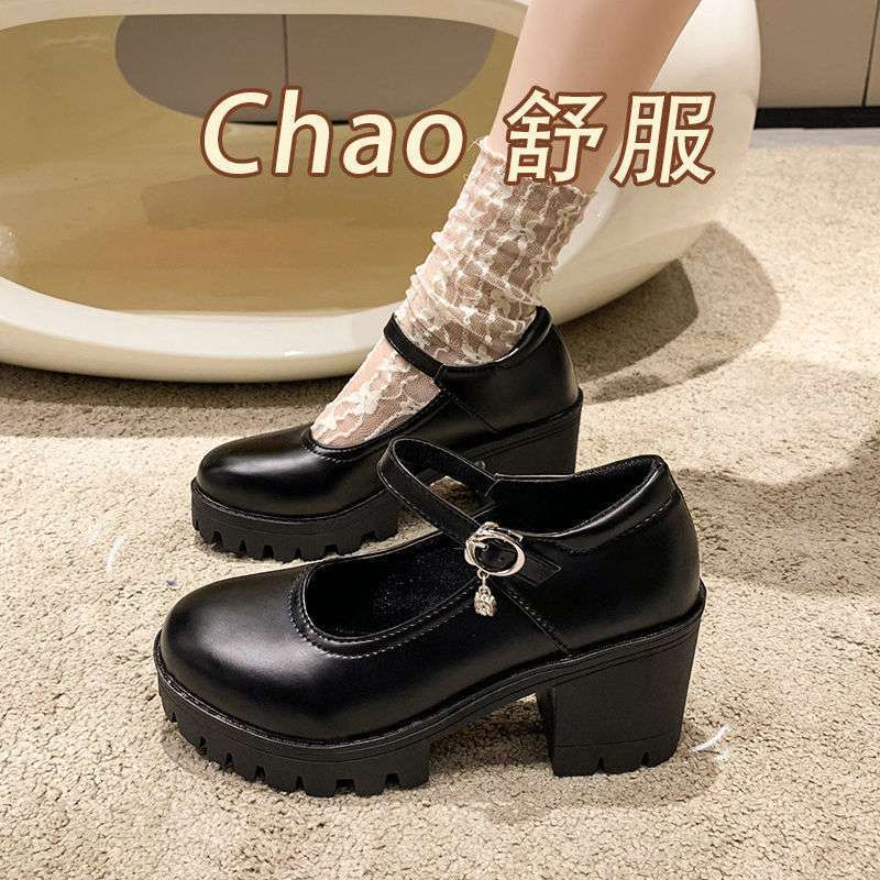 French Mary Jane shoes platform 2025 new British retro high-heeled single shoes Japanese JK muffin small leather shoes women