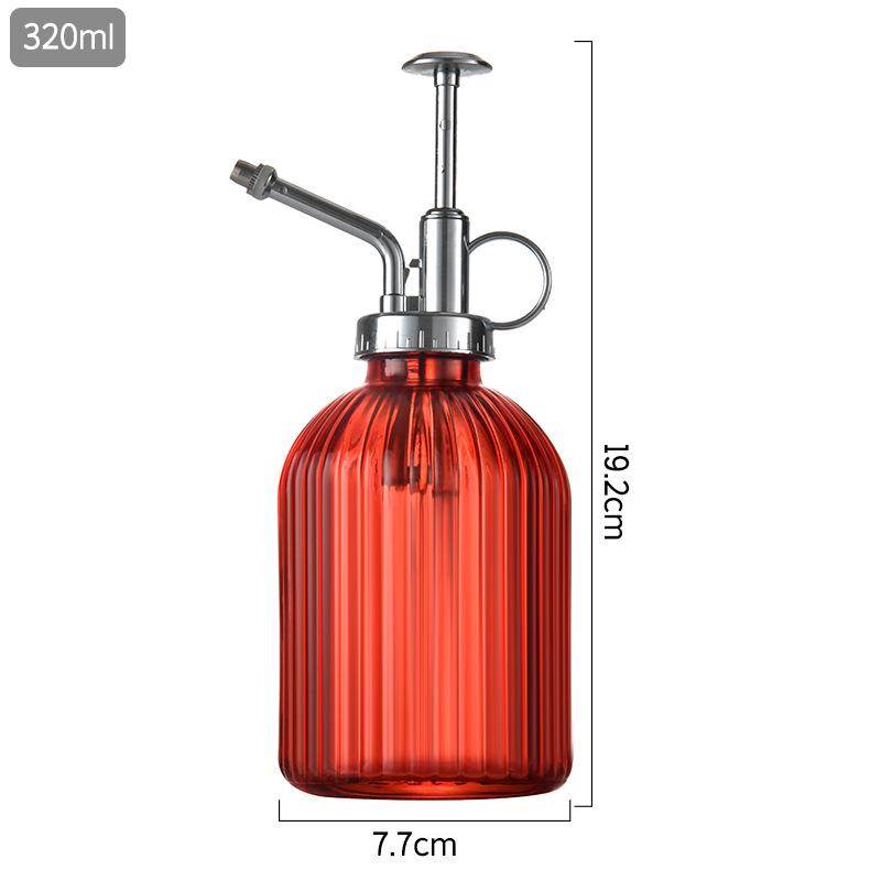 Creative Hand-Press Glass Watering Spray Bottle with Vertical Stripe Design