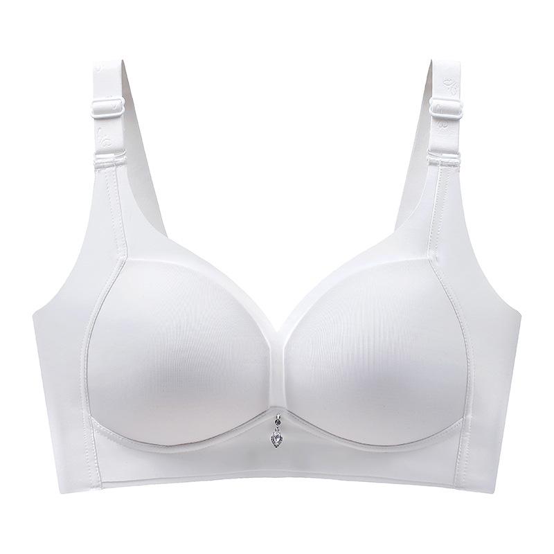 

2025 Новый стиль Большая грудь Гладкий бесшовный без стального кольца Бюстгальтер с полной чашкой Невидимая чашка Большая грудь Маленькое нижнее белье Женский бюстгальтер 44/100 белый