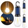 Outdoor USB Rechargeable LED Lamp Bulbs Solar Portable Camping Light with Hook Waterproof Handheld Lamp for Outdoor BBQ Camping