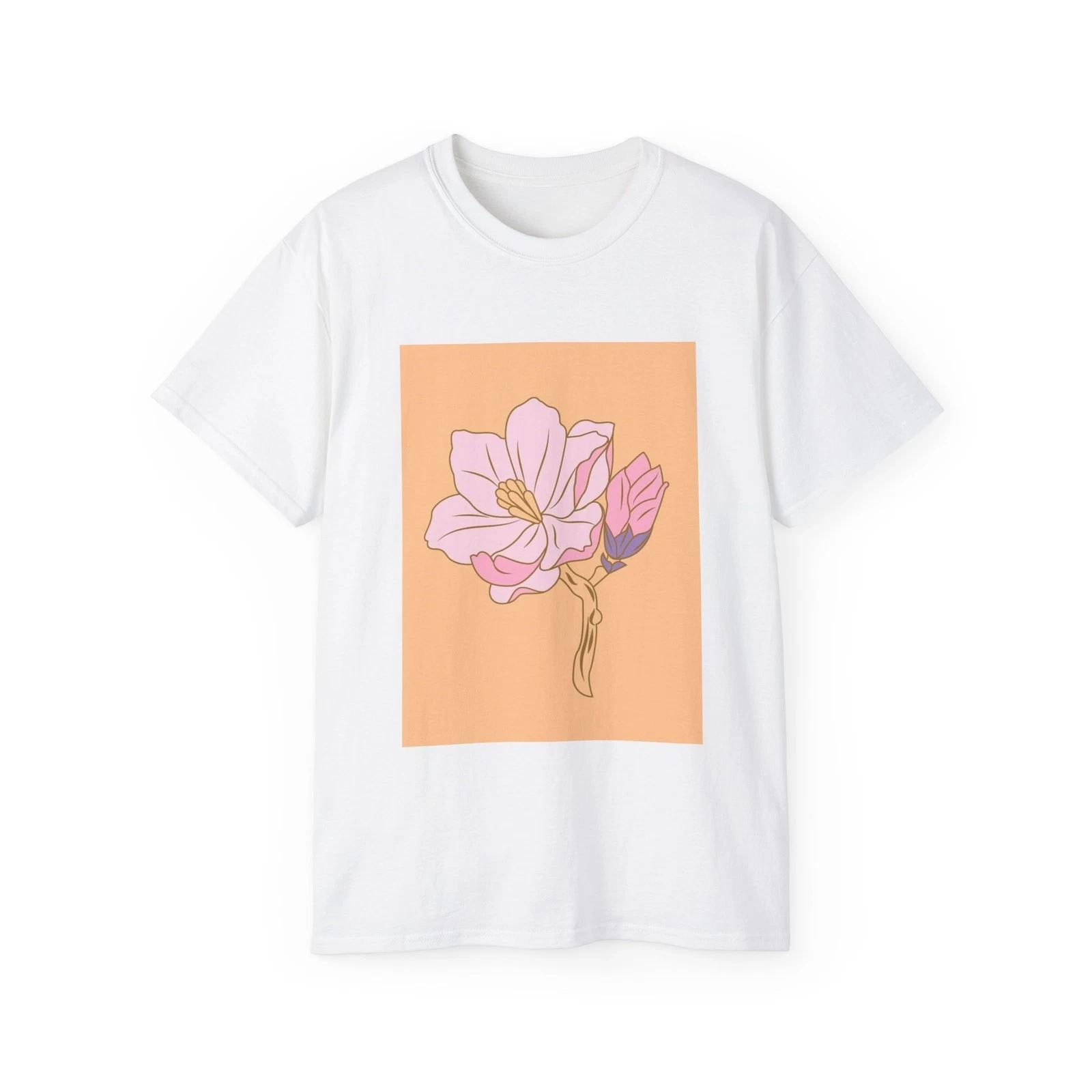 Flower Bud Ornament Pink Flower Nature Bloom | Custom Graphic T-Shirt S