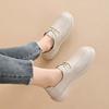 Leather shoes cowhide leather lace-up 2025 casual British single shoes new soft sole retro mother flat bottom