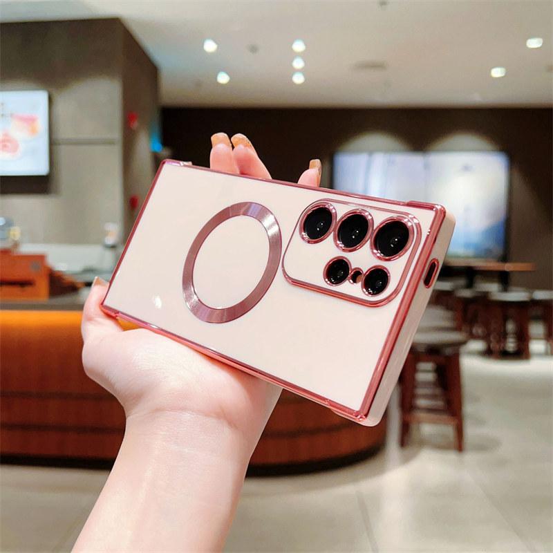 Plating Magnetic Case for Samsung Galaxy S26 S25 FE S24 S23 Ultra S22 S21 MagSafe Cover Phone Accessories