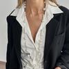 Temperament Light Luxury Imitation Pearl Beaded Necklace, Fashionable Long Chain Stacked With Sweater Chain Necklace