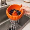 Pumpkin Petal Pattern Bowl Halloween Swirl Bowl, Ghost Center Berry Wash with 360 Degree Rotating Vortex PLA Candy Spin Function, Fruit Strainer