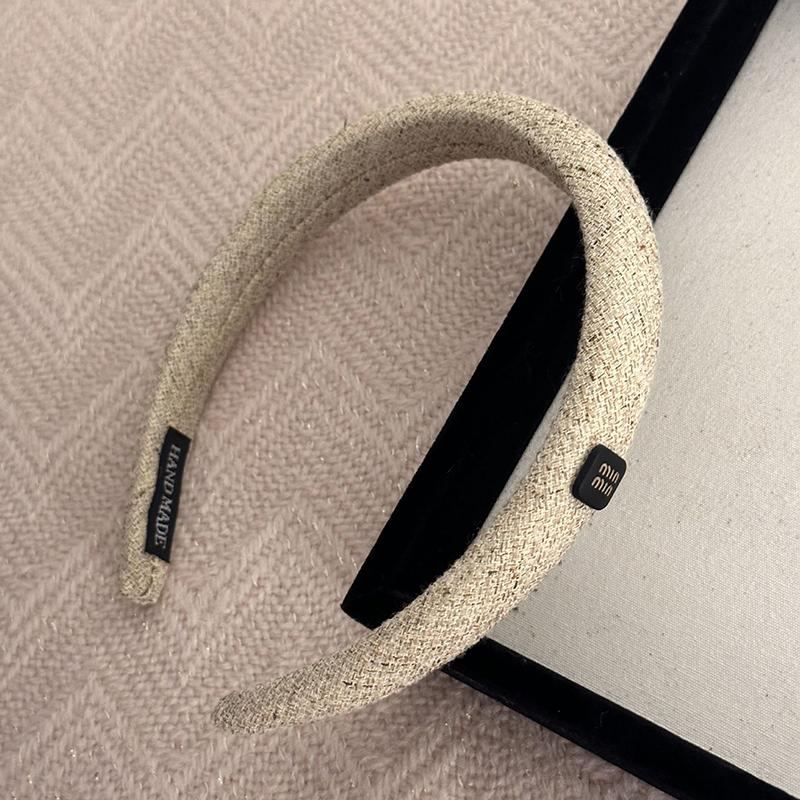 

Французские элегантные твидовые обручи для волос для женщин и девочек, винтажная повязка для волос на осень-зиму, женская повязка на голову, аксессуары для волос бежевый