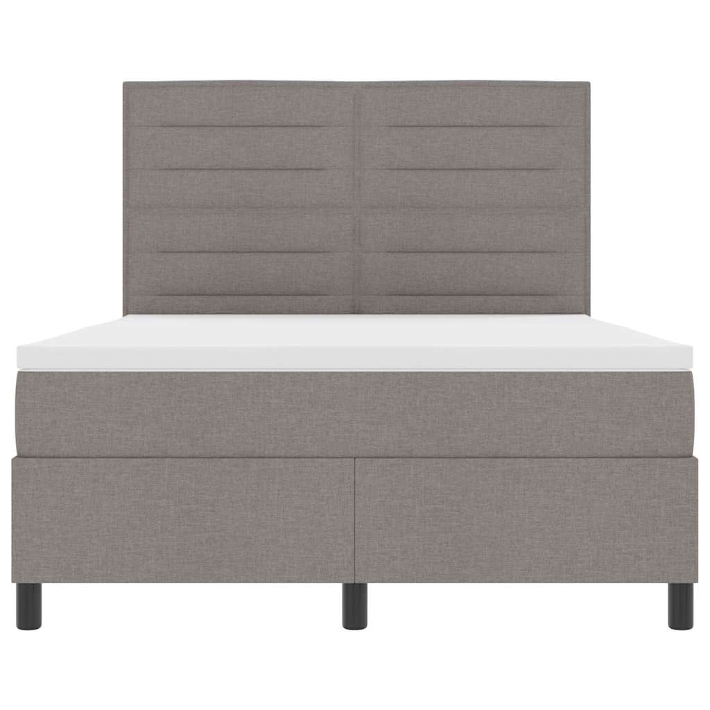 Box Spring Bed with Headboard Taupe 160 X 200 Cm Fabric