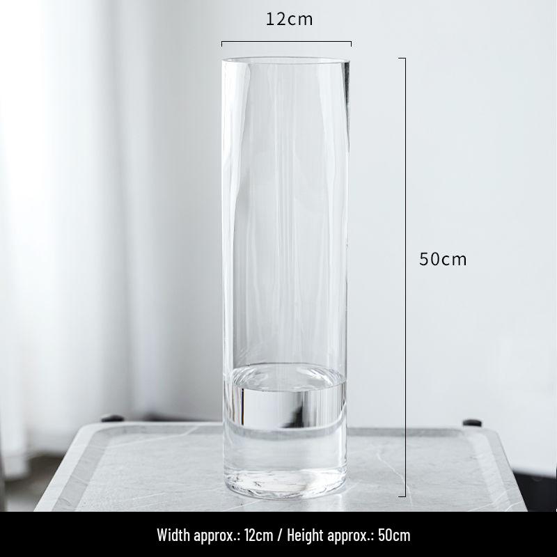 Elegant Transparent Glass Vase for Home Décor – Large Straight Tube Design for Floral Arrangements