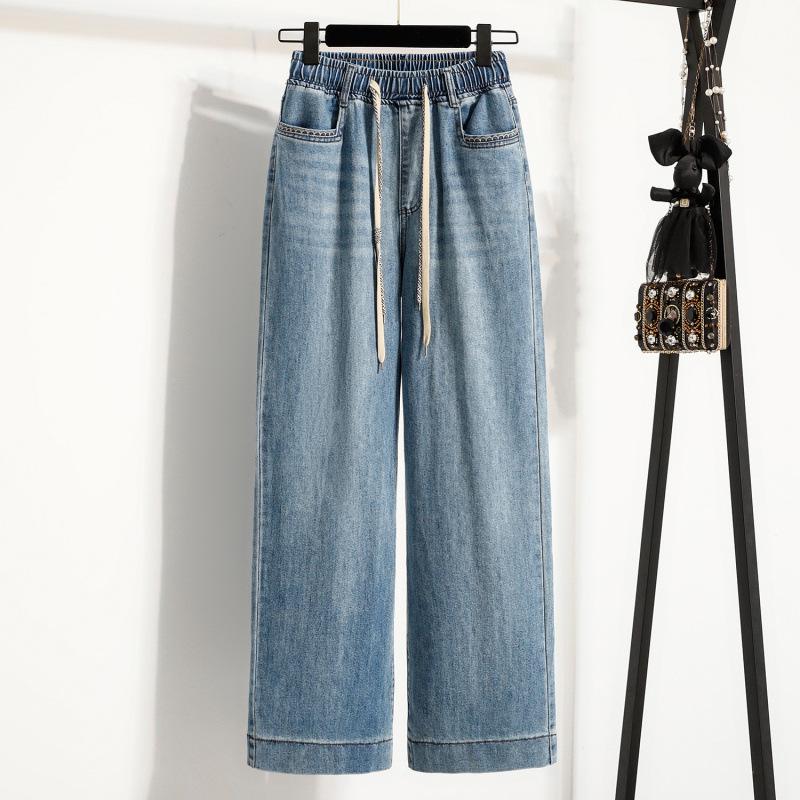 

Plus Size Women s Spring/Summer Stretchy Slimming Straight-Leg Floor-Length Jeans 2XL светло-синий