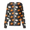 Women's Casual Long Sleeve Button Up Cardigan Halloween Print Lightweight Pullover Sweater for Caregivers and Everyday Wear