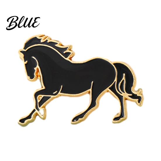 Black And White Brooch Horse Chinese Style Enamel Pin Smooth
