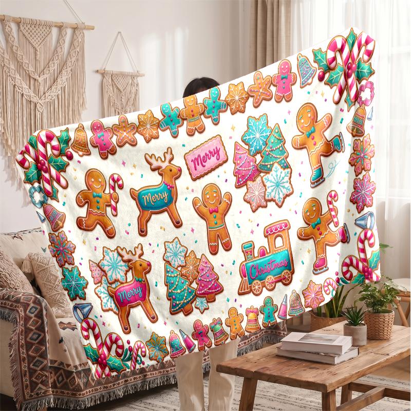 Christmas Flannel Throw Blanket Soft Warm Cozy For Sofa Bed Indoor Home Use Great Holiday Gift