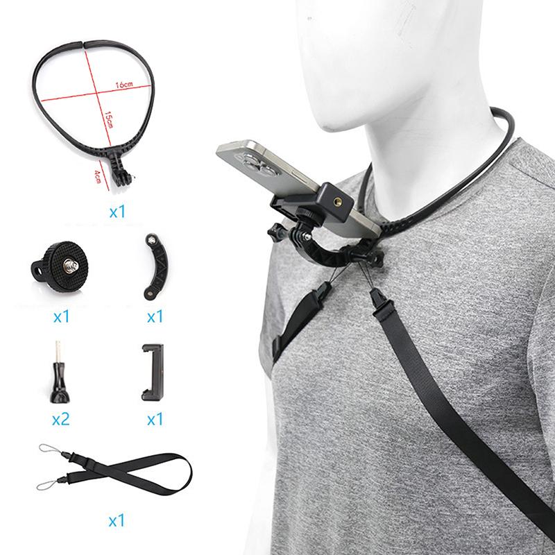 Cycling Collar Neckband Phone Live Streaming Stand Action Camera Neckband Recorder Stand