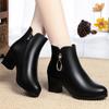 Soft Leather Women's Warm Wool Snow Boots High Heel Black  Beige   New Winter Stylish Anti-slip Side Zipper Ankle Boots
