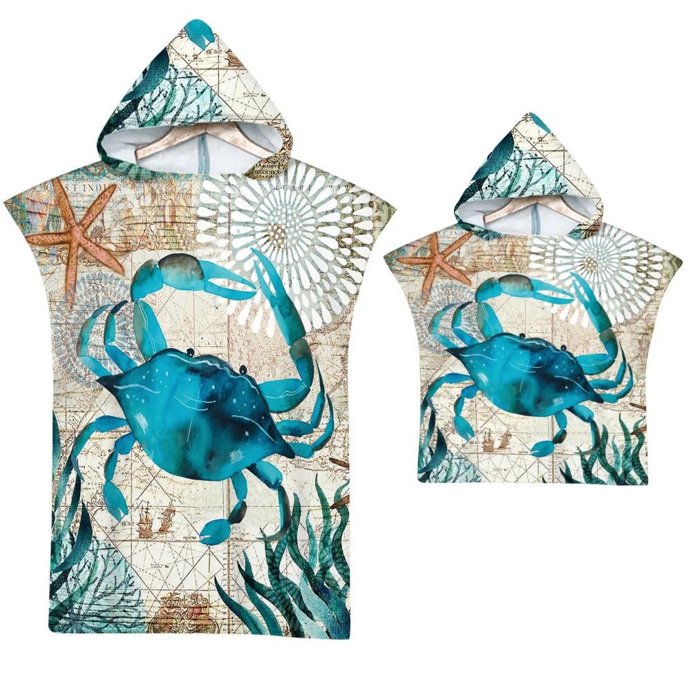 Sea Turtle Bath Towel Quick-drying Hooded Cape Large Towel Microfiber Beach Towel Wetsuit Adult Parent-child Poncho Bathrobe