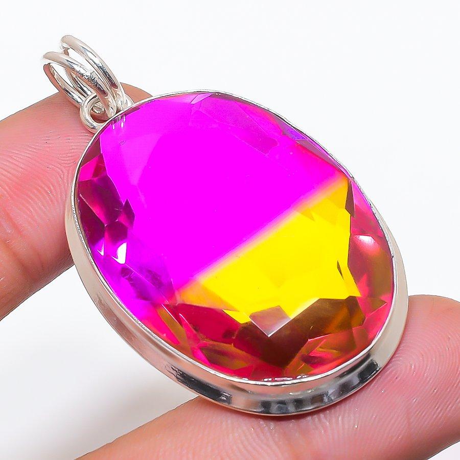 

Natural Bi-Color Tourmaline Gemstone 925 Sterling Silver Pendant 2.17 AP-14252