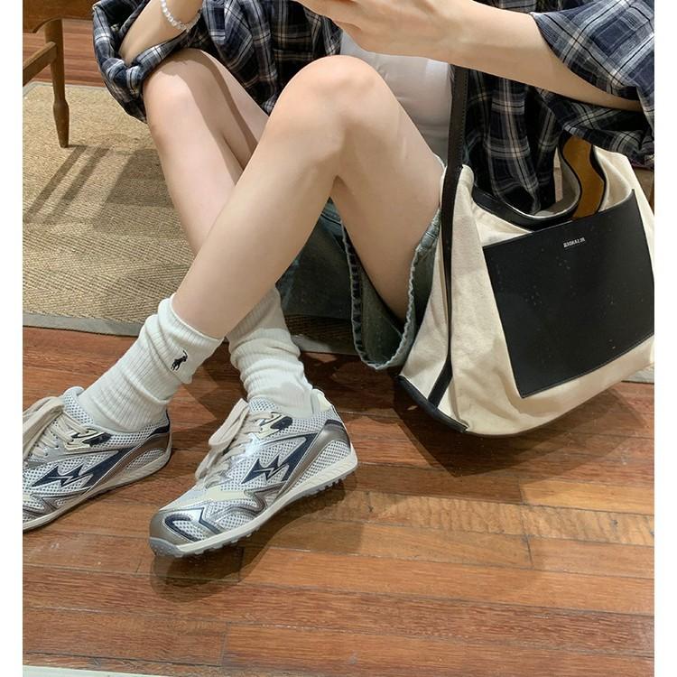 Grape mother same retro heightening mesh splicing lightweight lacing sports versatile casual shoes women's platform German training shoes