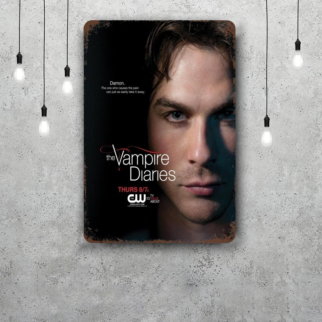 Damon Salvatore Decor Poster Vintage Tin Sign Metal Sign Decorative Plaque for Pub Bar Man Cave Club Wall Decoration