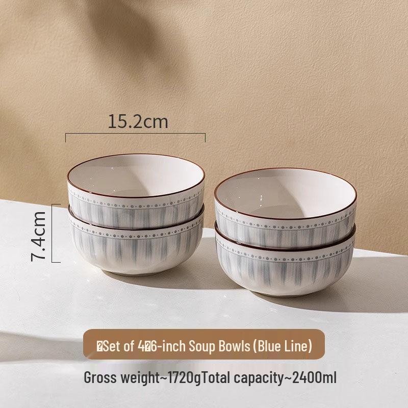 High-End 8-Inch and 6-Inch Ceramic Soup and Noodle Bowls, 2025 Luxury Collection