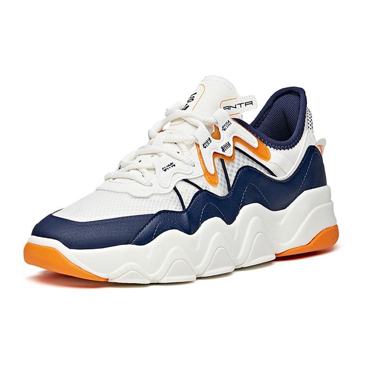 New Anta Young Generation Low Top Running Shoes Men's White Blue Yellow 112128081-4
