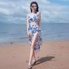 3ks/sada Dámské plážové kalhotky Set Vysoký halter Bez rukávů Podprsenka Bikini Set Pasové šortky s dlouhým