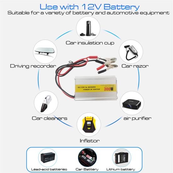 300W Power Inverter USB Port Fast Charging LED Display DC 12V Voltage Transfer Converter Charging Adapter Auto Accessories