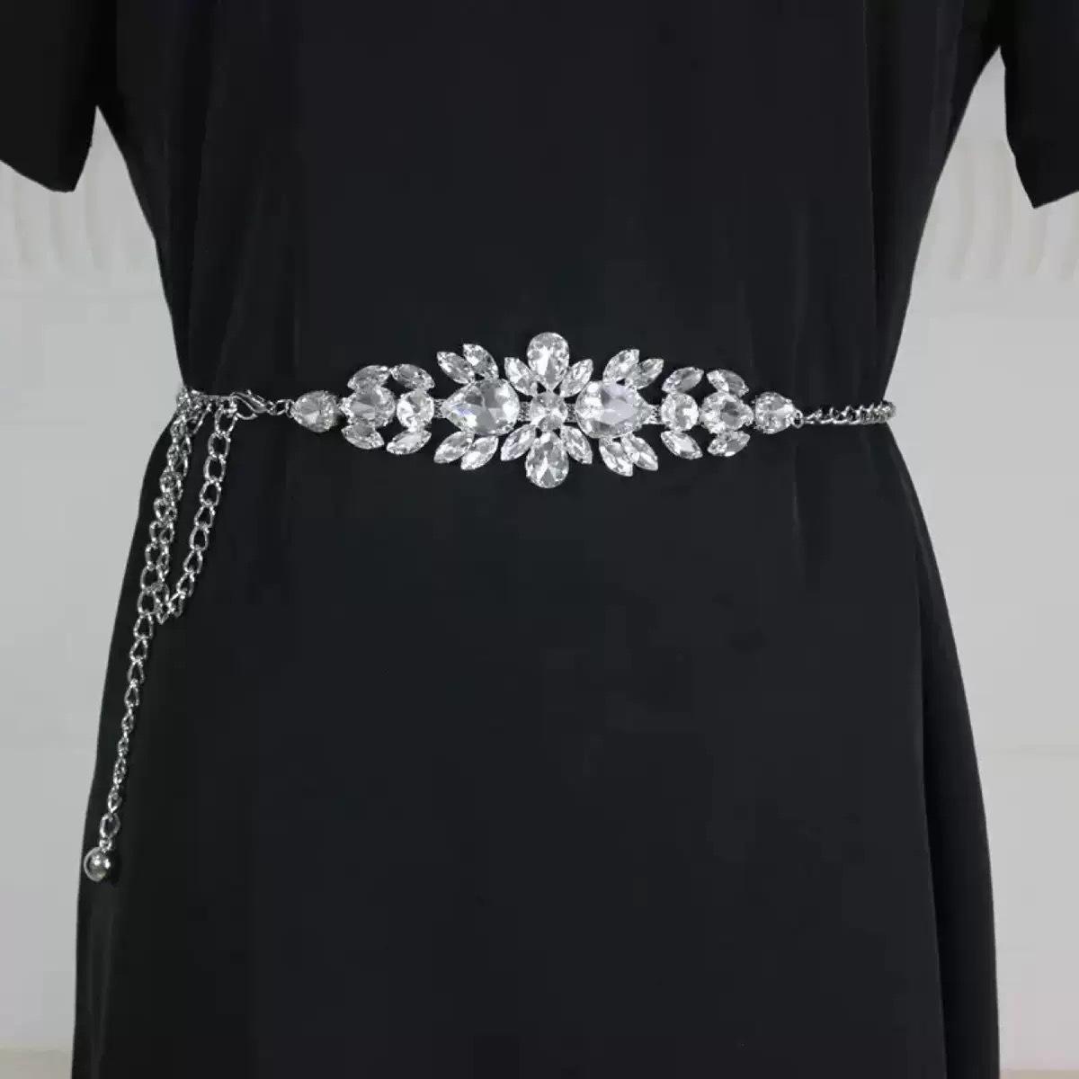 

Золотой Ремень Регулируемый Модный Ремень Ремень со Стразами Стильный Для Аксессуара к Платью Выпускной Вечер Женский серебряный