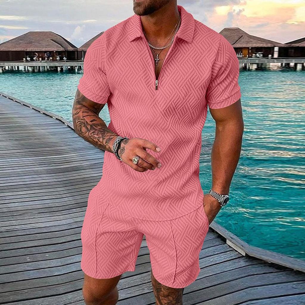 Completi corti da uomo Completi Tuta estiva da 2 pezzi Camicia a maniche corte e pantaloncini Set Completo sportivo casual