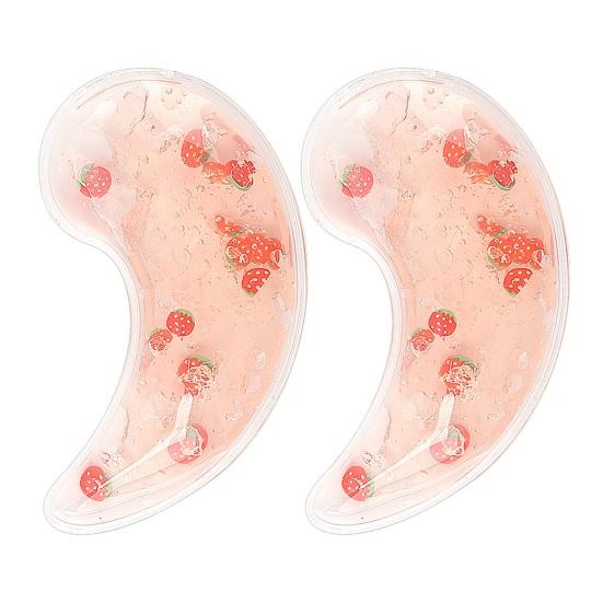 2Pcs Strawberry Gel Eye Ice Pack Puffy Eyes Dark Circles Redness Eye Strain Relief Cold Hot Compress Eye Pad Reusable Under-eye Cooling Patch