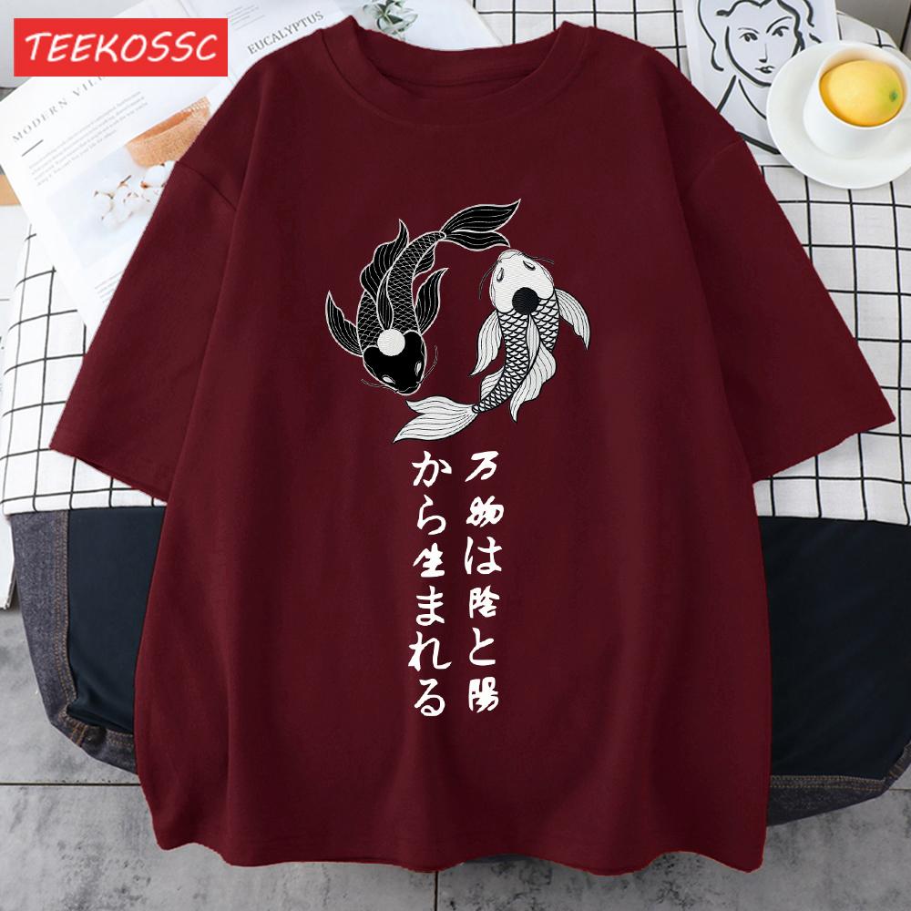 Free Fish In The Water Design Mens T Shirts Cotton Casual TShirt Summer Crewneck Streetwear Fashion Oversize Short Sleeve