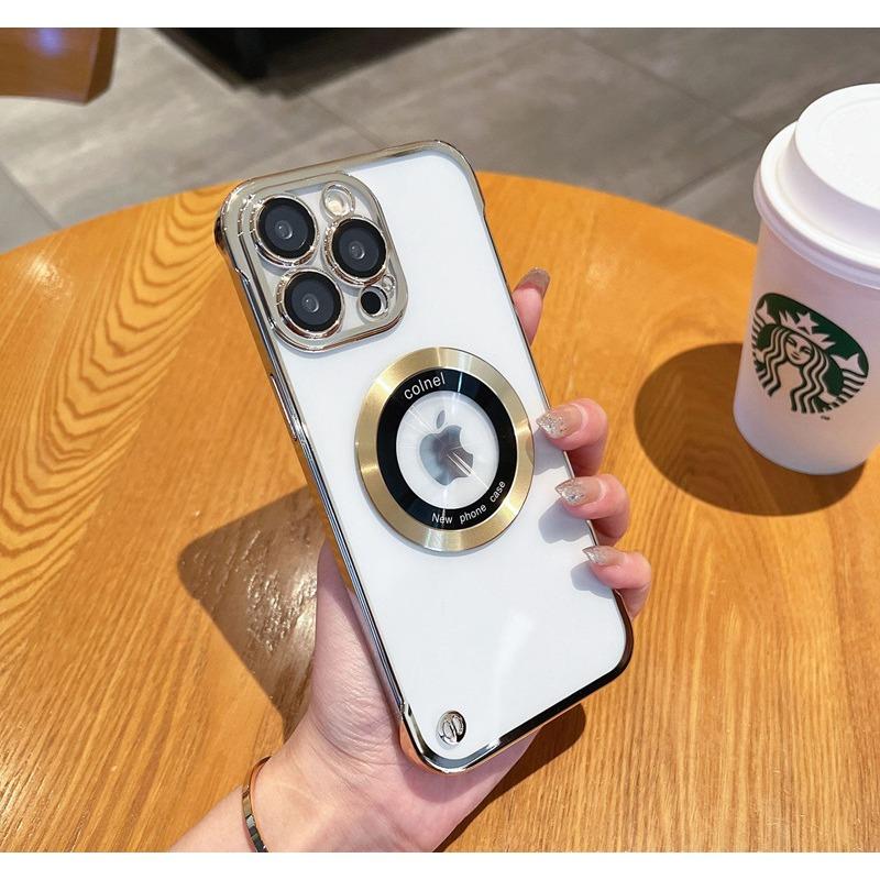 Applicable To IPhone16 Frameless Electroplating Mobile Phone Case Magnetic Suction Apple 15 ProMax Leakage Mark 14 Protection Case