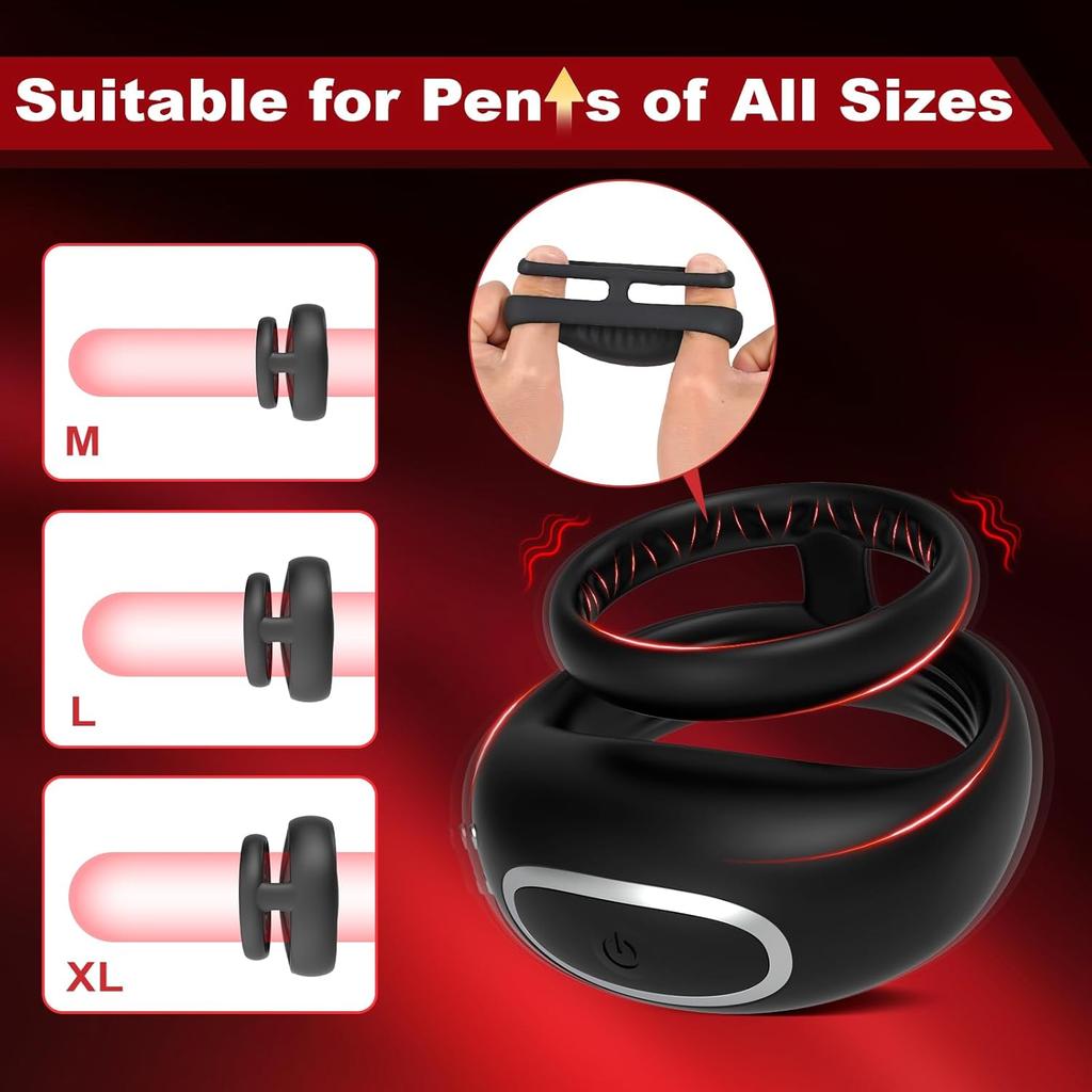 App Control Double Penis Ring Vibrator 10 Vibrations Cock Ring Penis Enhancer G Spot Vibrator Mens Vibrator for Longer Erections