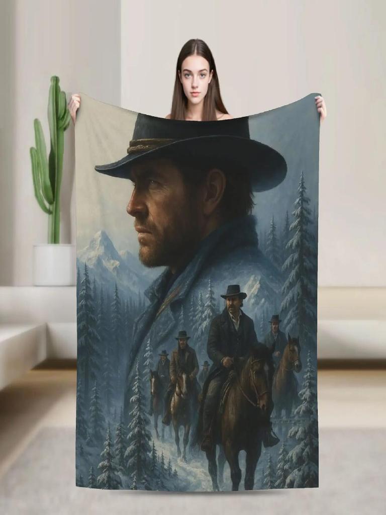 Arthur Morgan RDR Video Game Flannel Blanket Super Soft Winter Bedding Throw for Boys Girls Outdoor Fun Bedspread Cover