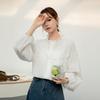 Women's White Long Sleeve French Sweet Ruffled Collar Shirt - 2026 Spring/Autumn Solid Color Fashion
