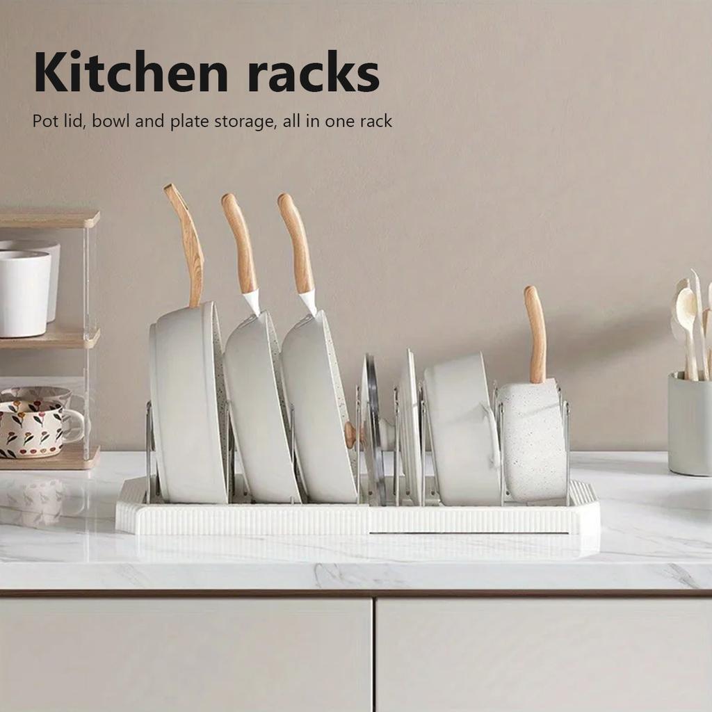 Kitchen Shelf Retractable Pot Rack Countertop Drainer Stainless Steel Dish Holder Hole-Free Dish Organiser Kitchen Accessories