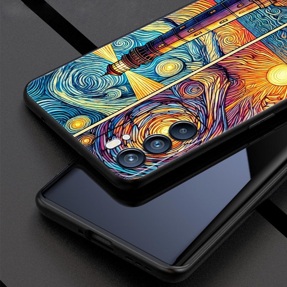 Beautiful Sun Moon Glass Phone Case For Oppo Reno 13 12 11 10 7 F Find X5 X6 A98 A80 A79 A78 A57 A54 A31 A17 Pro Soft TPU Cover