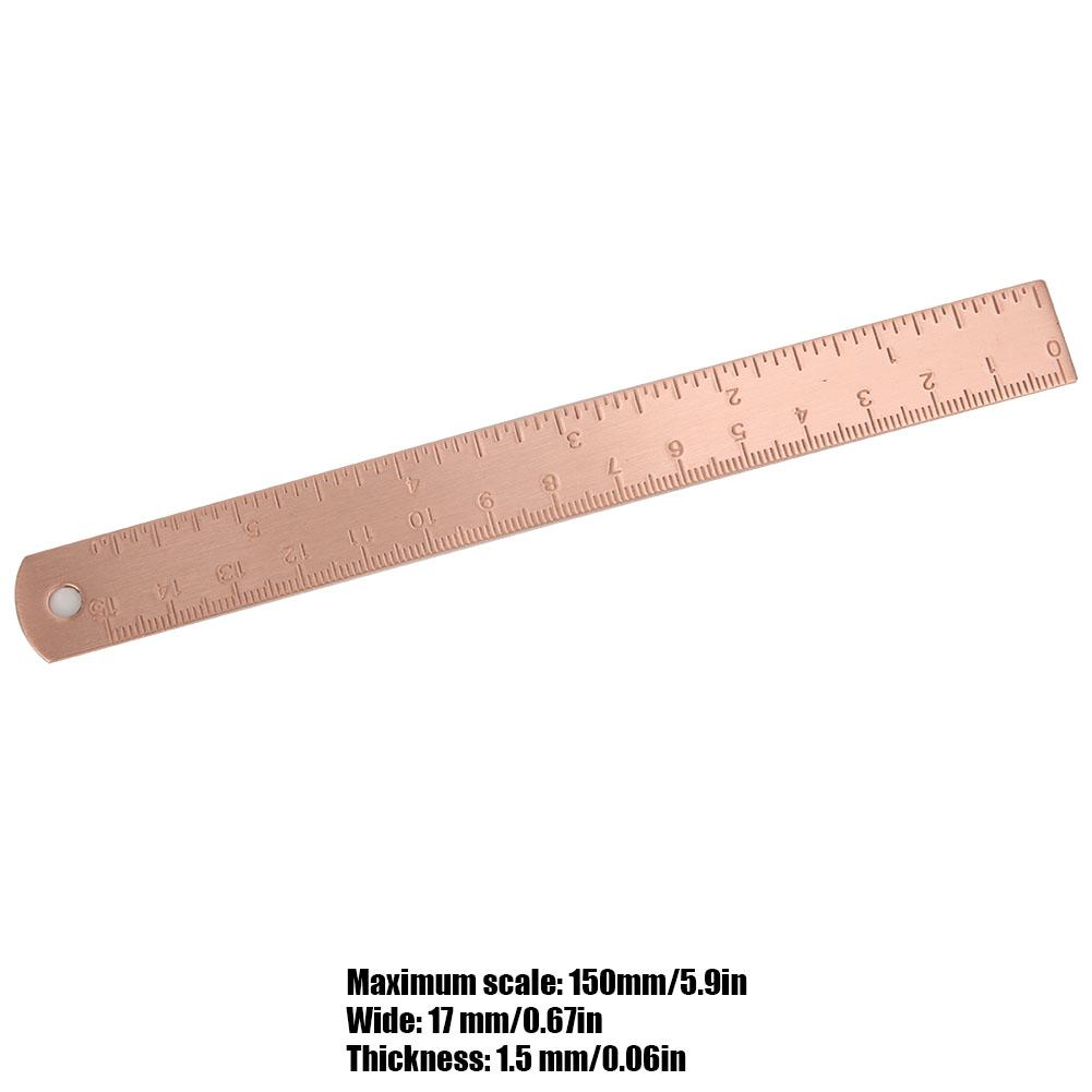 Thickened Copper Straight Ruler 0 150mm Mini Copper Ruler Drawing AccessoryCopper 15cm Scale 1.5mm Thick