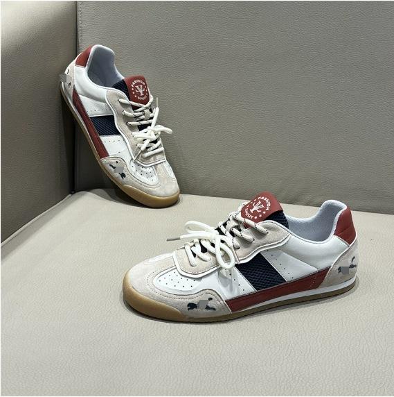 Summer new leather shoes soft baseplate shoes lace-up low-top sports and leisure bc