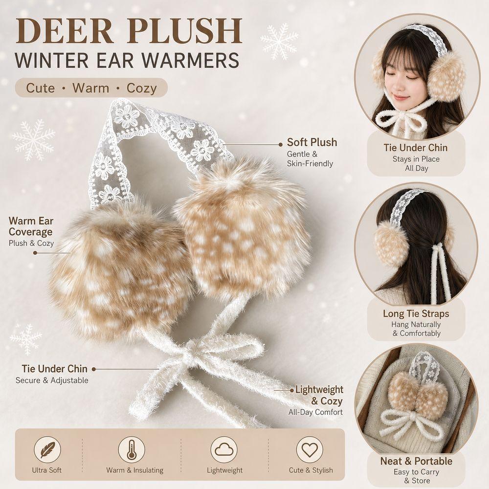 Lace Design Cold Proof Earmuffs Plush Material Windproof Earmuffs Stylish Ear Warmers Cold Weather