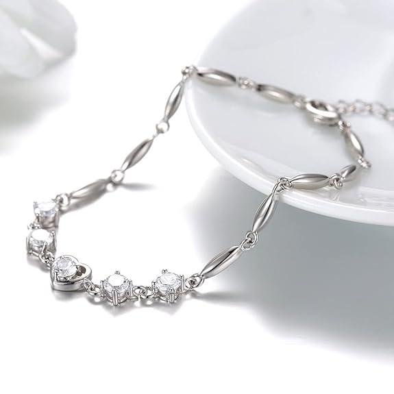 Women's Rose Gold And Silver Plated Heart Shape Bracelet For birthday Gifts