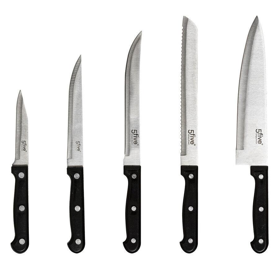 Set di 11 Coltelli, Temperino, Forbici e Blocco di Legno