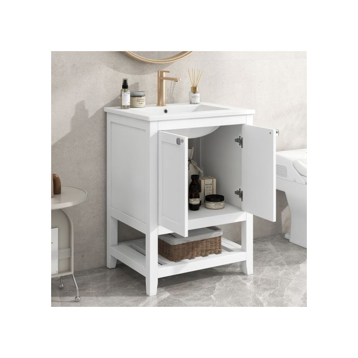 Bathroom Furniture - MUVOE - 60cm - Ceramic Sink - White - Contemporary Design