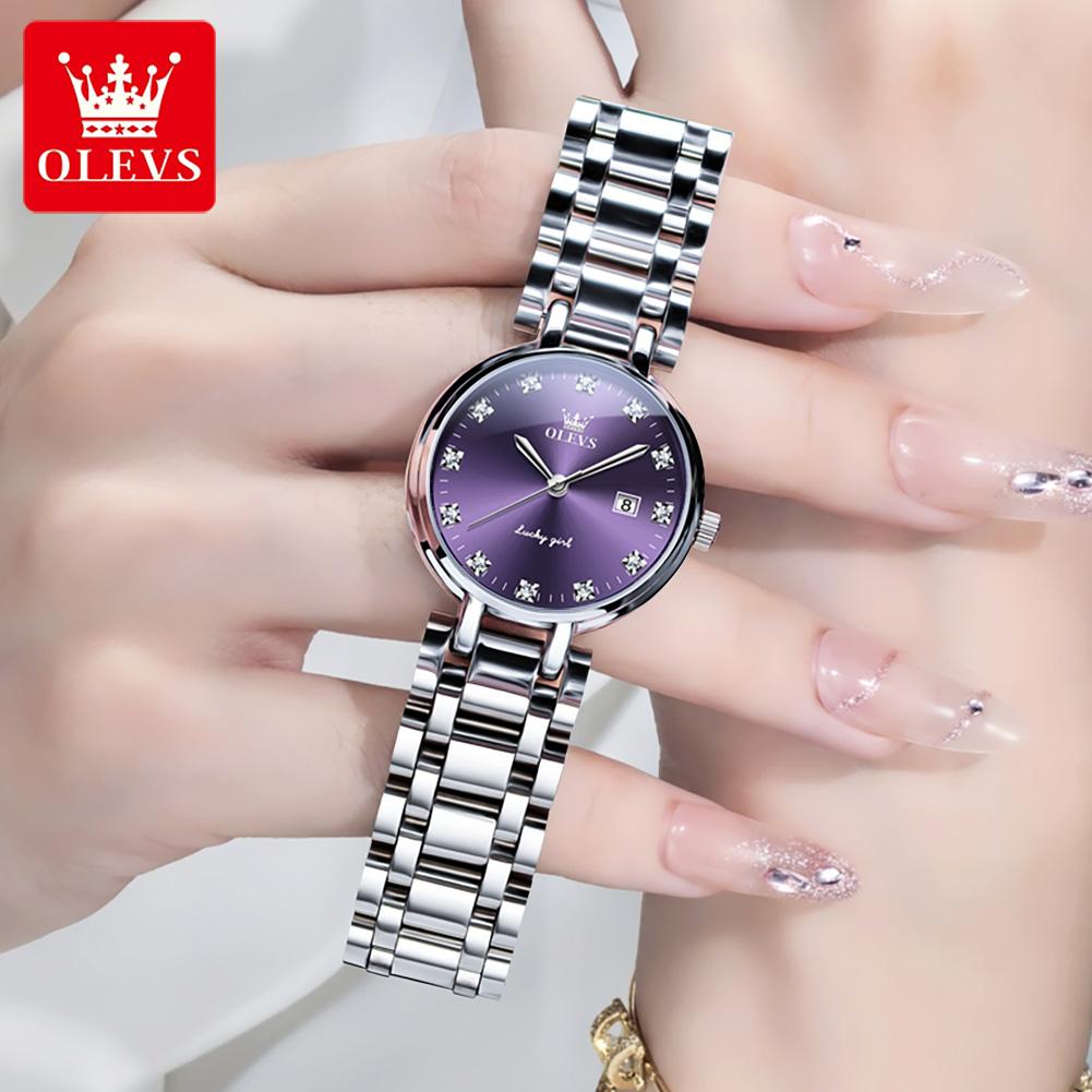 OLEVS Damenuhren Mode Leichter Luxus Original Armbanduhr Wasserdicht Leuchtend Quarz Damen Chronograph Datumsuhren