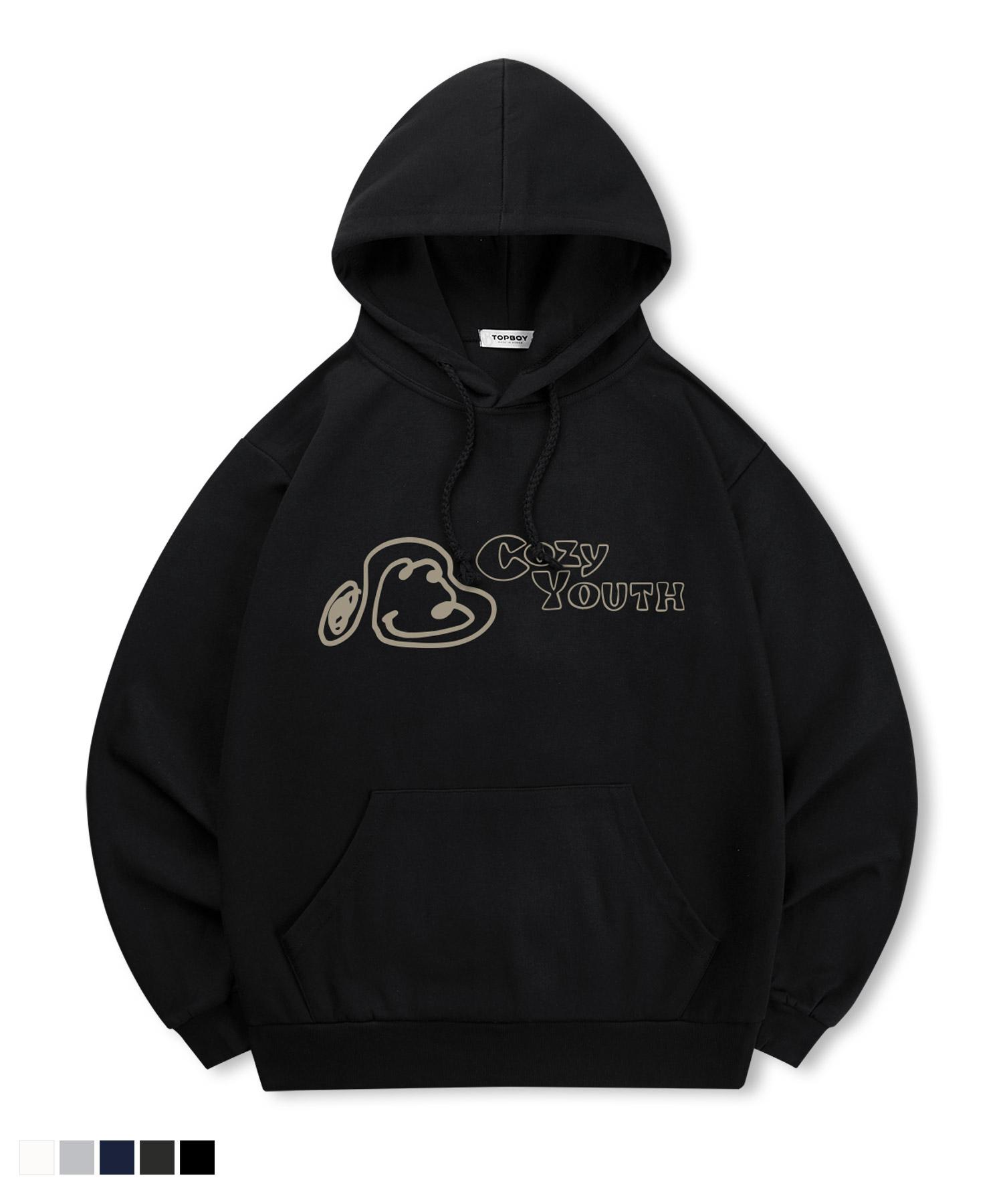 Top Boy [Non-Fleece Or Fleece-Lined] Cozy Youth Printed Hooded Sweatshirt (Type B) (Non-Fleece) Black Pth116/2Xl