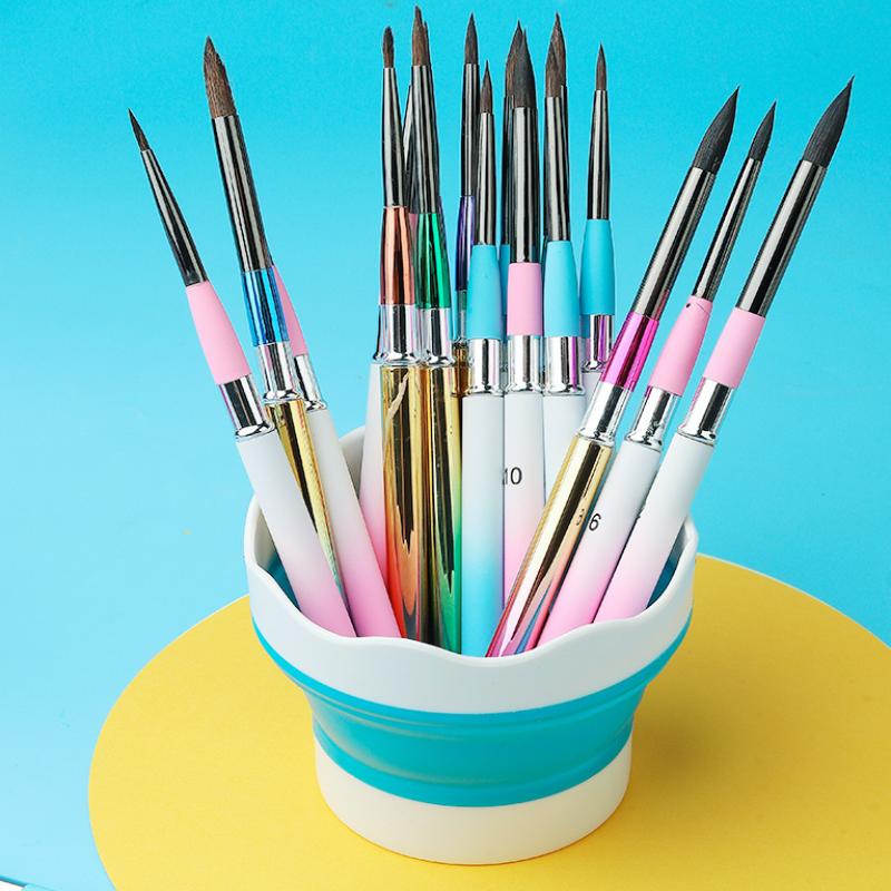 Portable Collapsible Paint Brush Washer Silicone Mini Wash Water Bucket Holder Cup Watercolor Acrylic Oil Painting Cleaner