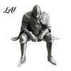 Detailed Medieval Soldier Model 3D Printed Resting Knight Figurine Edge Sitting Dark Fantasy Personalized Gift for Him Statue Armored Warrior Shelf