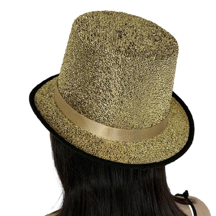 Magician Hat Wide Brim Fedora Hat Stage Top Hat Short Brim Flickering Glitter