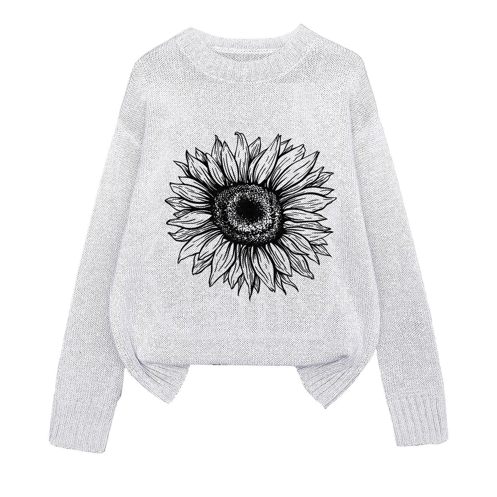 YZH-2 Crew Neck Pullover Printed Autumn Sweater Long Sleeve TEMU Hot Sale S