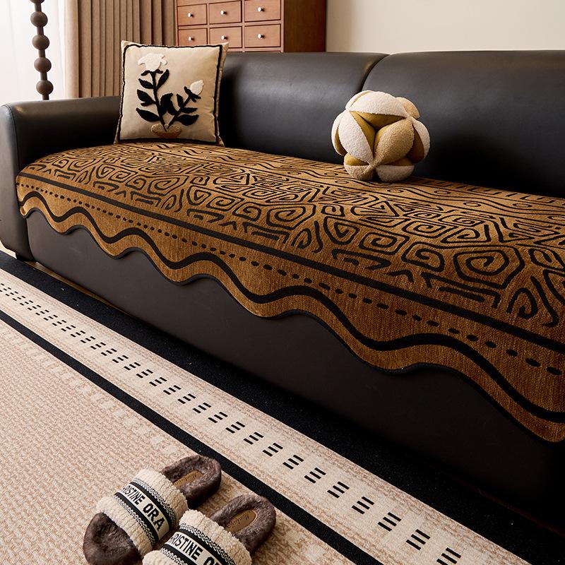 New Four-Season Universal Special-Shaped Sofa Cushion Irregular Cover Cloth Fixed Combination Straight Row Leather Sofa Seat Cushion