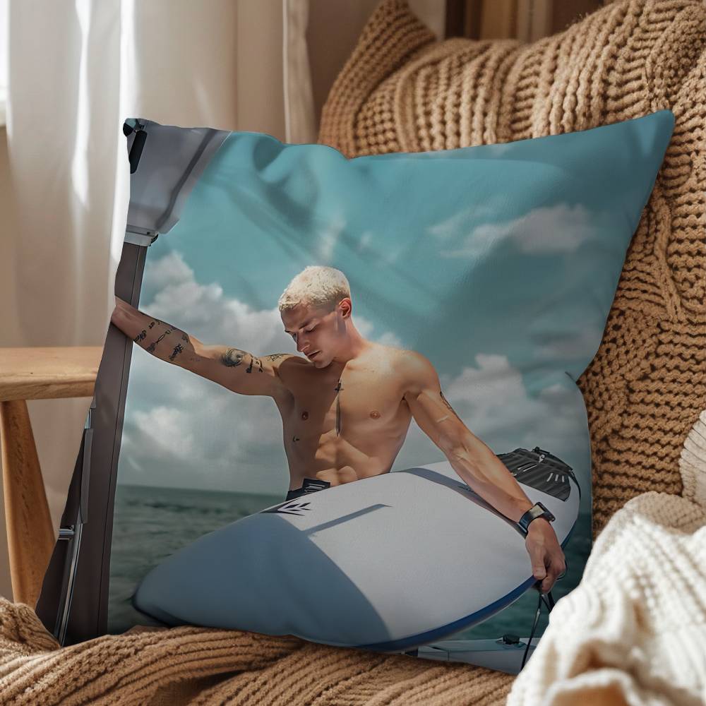 Actor Taz Skylar Long Hair Handsome Sanji Pillow Cover Living Room Sofa Cushion Cover Bedroom Room Bed Pillow Cover Decoration